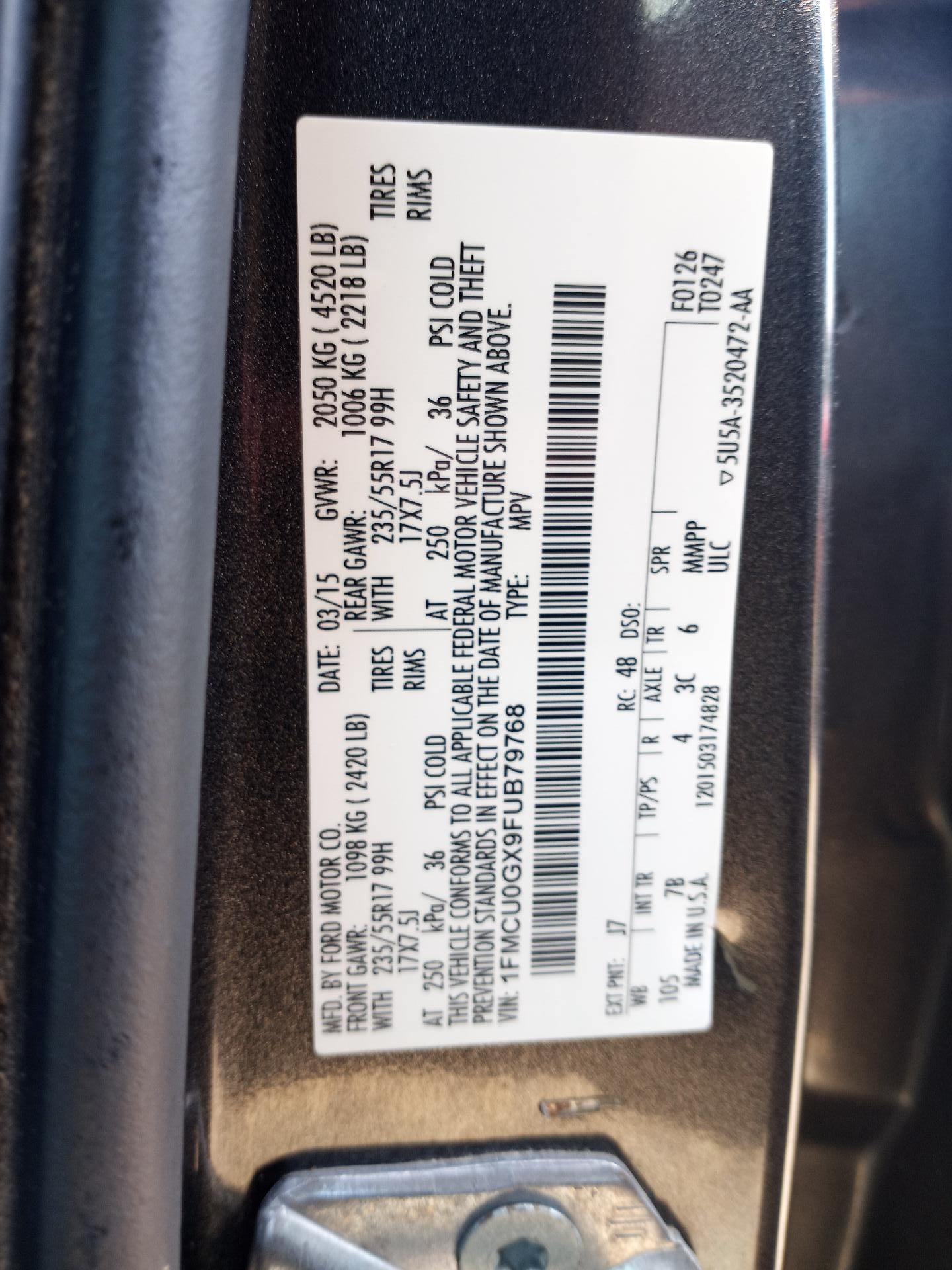 2015 Ford Escape FWD 4dr SE