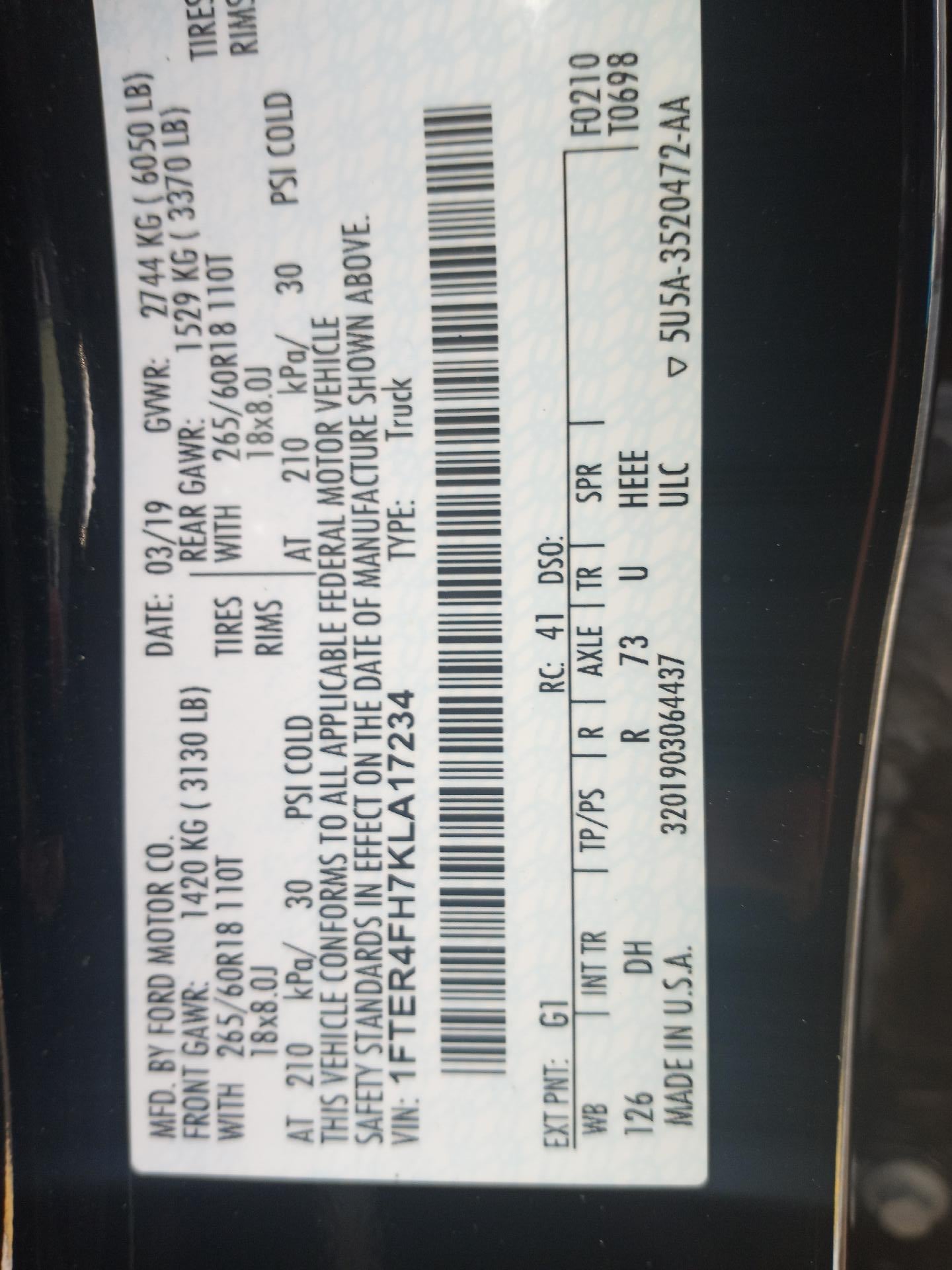 2019 Ford Ranger Lariat 4WD SuperCrew 5' Box