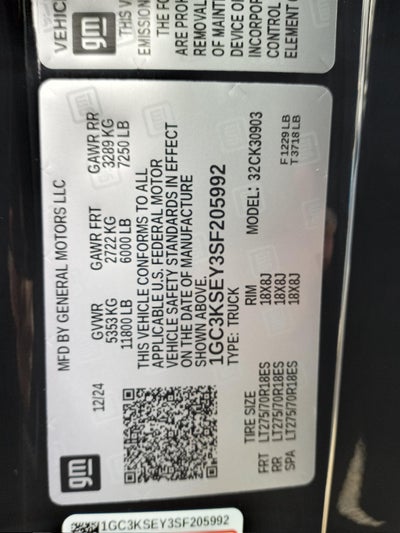 2025 Chevrolet Silverado 3500 HD CC 4WD Reg Cab 146" WB, 60" CA