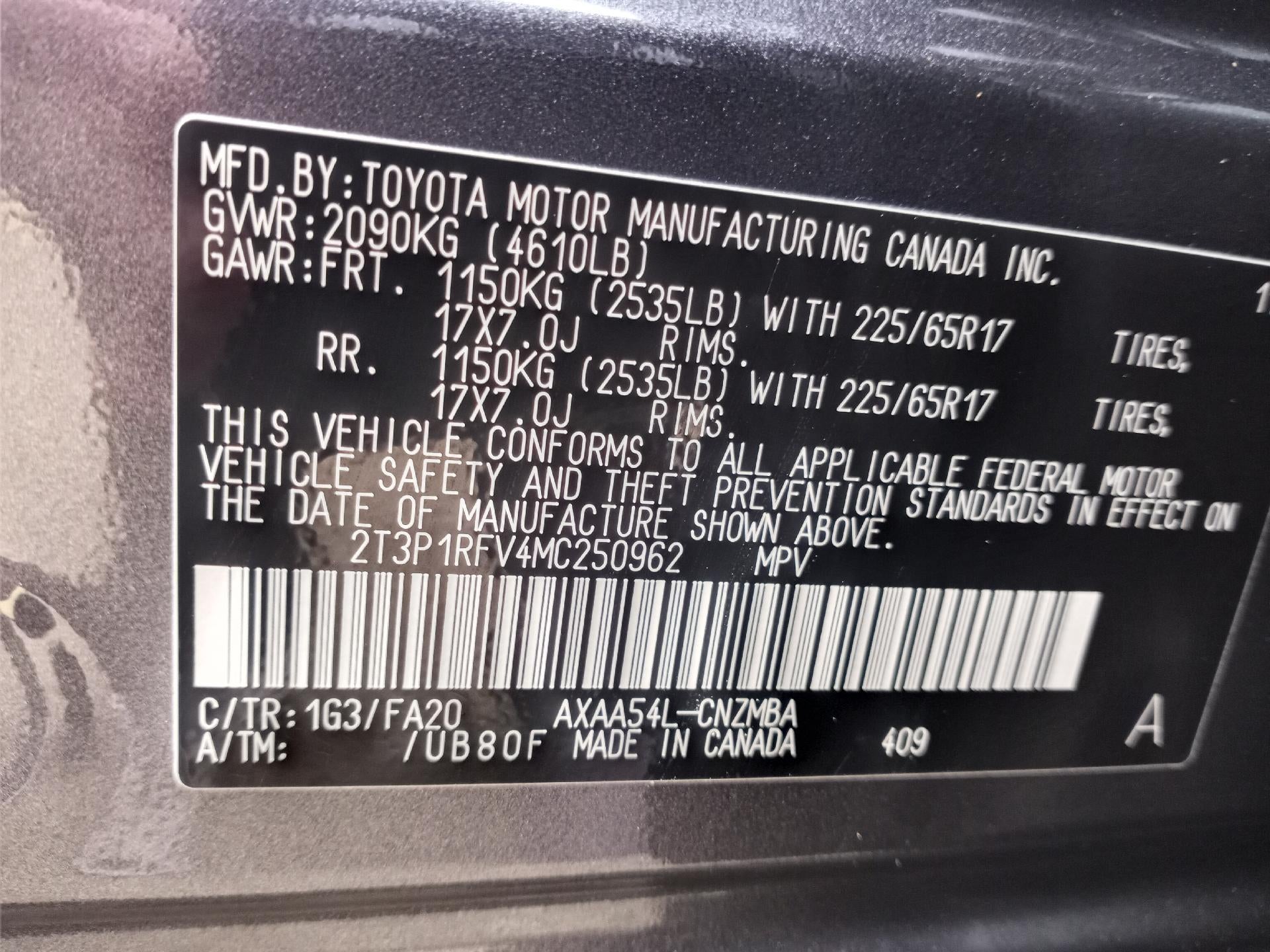 2021 Toyota RAV4 XLE AWD (Natl)